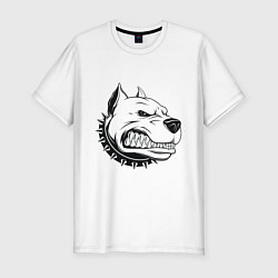 Футболка slim-fit Злой питбуль pit bull, цвет: белый