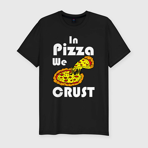 Мужская slim-футболка В пицце мы делаем корочки / Черный – фото 1
