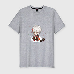 Мужская slim-футболка Отдыхающий Кадзуха с лепестками сакуры