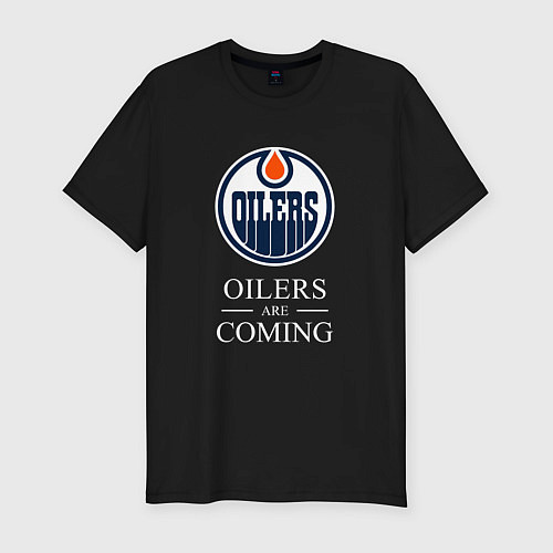Мужская slim-футболка Edmonton Oilers are coming Эдмонтон Ойлерз / Черный – фото 1
