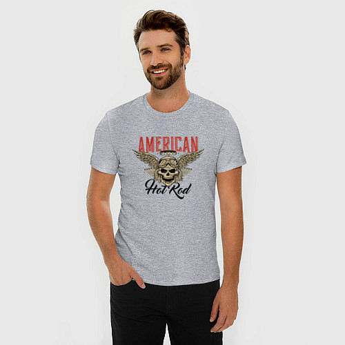 Мужская slim-футболка American Hot Rod / Меланж – фото 3