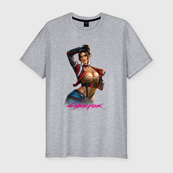 Футболка slim-fit Sexy Panam Cyberpunk2077 18, цвет: меланж