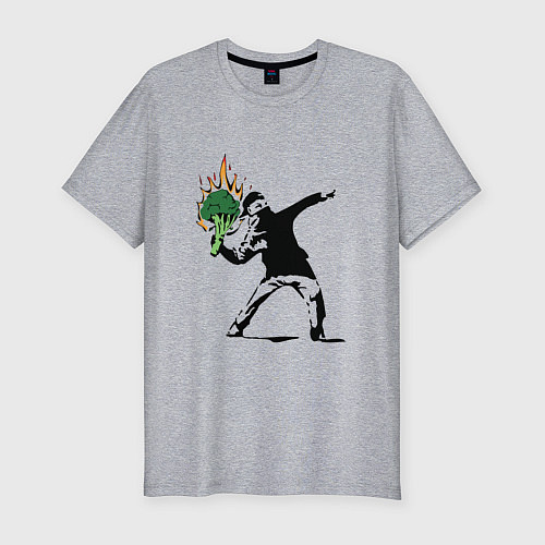 Мужская slim-футболка Banksy веган / Меланж – фото 1