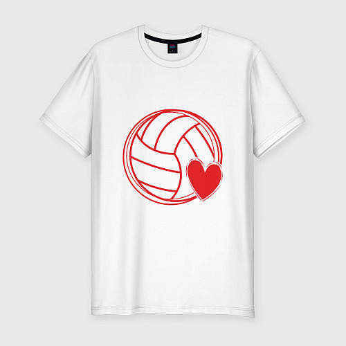 Мужская slim-футболка Сердечко Волейбола / Белый – фото 1
