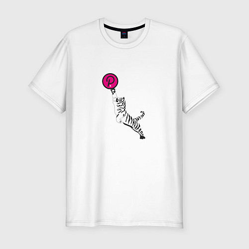 Мужская slim-футболка Криптовалюта Полкадот с тигром / Белый – фото 1