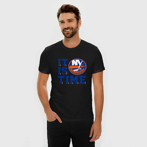 Мужская slim-футболка It Is New York Islanders Time Нью Йорк Айлендерс / Черный – фото 3