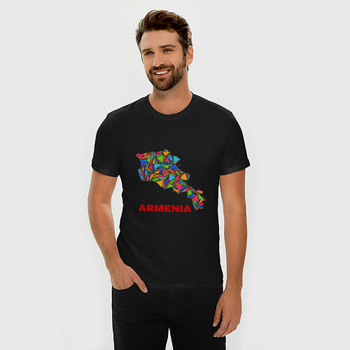 Мужская slim-футболка Armenian Color / Черный – фото 3
