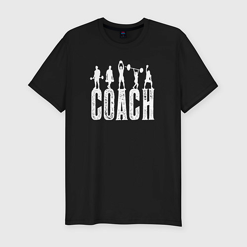 Мужская slim-футболка Пауэрлифтинг тренер / Черный – фото 1