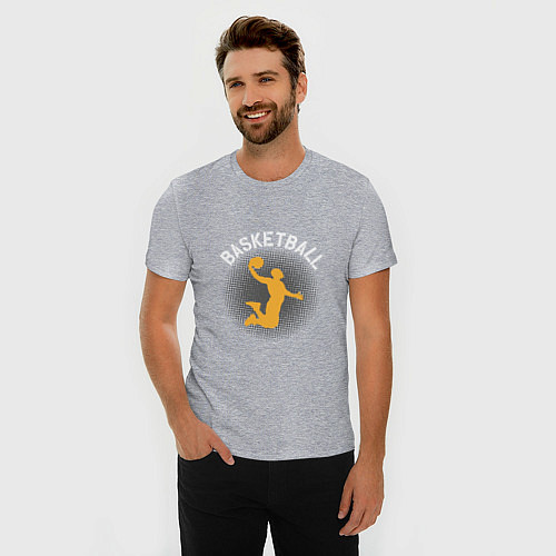 Мужская slim-футболка Basketball Dunk / Меланж – фото 3