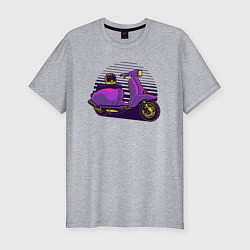 Мужская slim-футболка Фиолетовый мопед