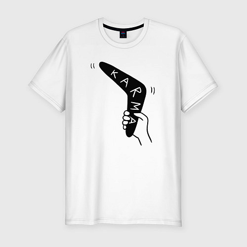 Мужская slim-футболка Karma - boomerang / Белый – фото 1