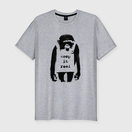 Мужская slim-футболка Оставайся Собой Бэнкси Banksy / Меланж – фото 1