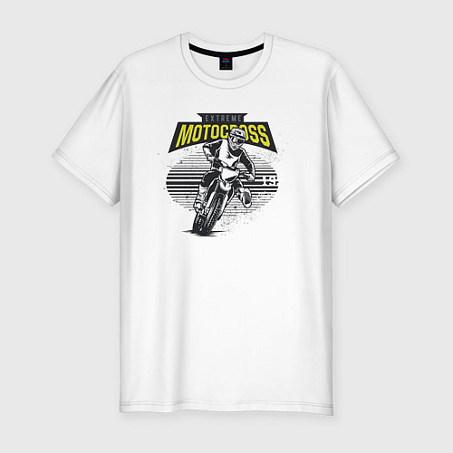 Мужская slim-футболка Motocross Мотокросс / Белый – фото 1