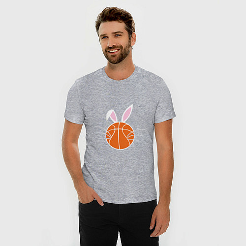 Мужская slim-футболка Basketball Bunny / Меланж – фото 3