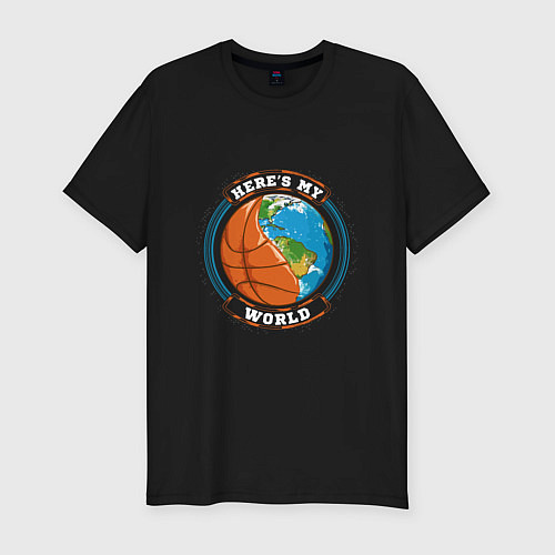 Мужская slim-футболка Basketball World / Черный – фото 1