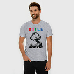 Футболка slim-fit BANKSY SMILE девочка улыбается, цвет: меланж — фото 2