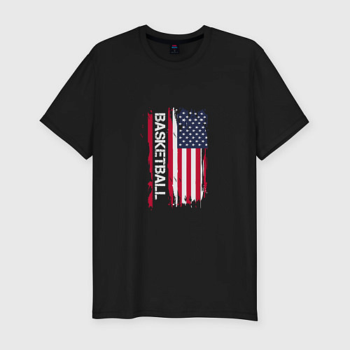 Мужская slim-футболка Basketball USA / Черный – фото 1