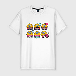 Мужская slim-футболка Значки на Джекиа Пины Бравл Старс Jacky