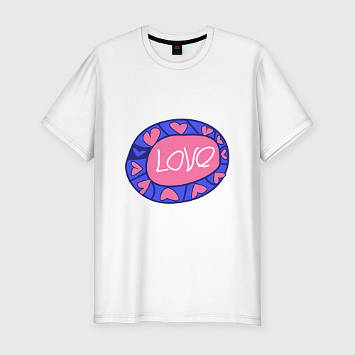 Мужская slim-футболка Love badge / Белый – фото 1