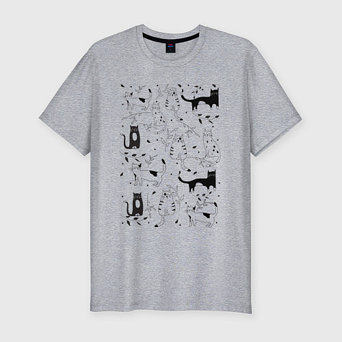 Мужская slim-футболка Cats Pattern / Меланж – фото 1