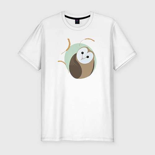 Мужская slim-футболка Сова и пшеница / Белый – фото 1