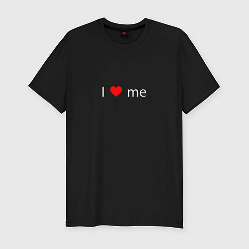 Мужская slim-футболка I love me / Черный – фото 1
