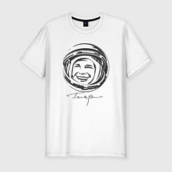 Мужская slim-футболка Юрий Гагарин День Космонавтики