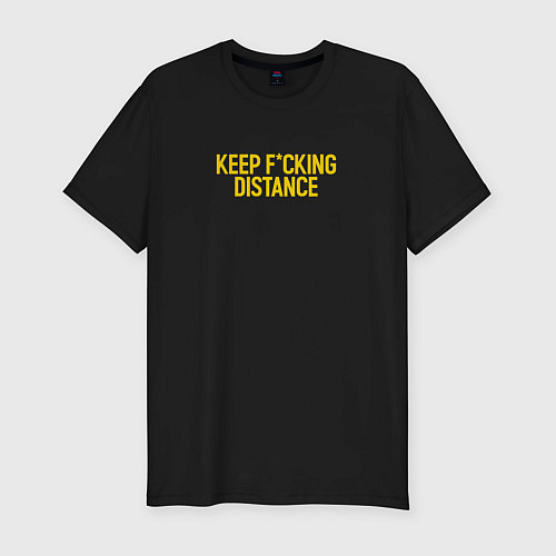 Мужская slim-футболка Keep fucking distance / Черный – фото 1