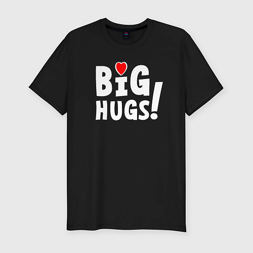 Мужская slim-футболка Big hugs! Крепкие объятия! / Черный – фото 1