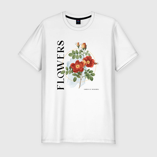 Мужская slim-футболка Flowers - Garden of memories / Белый – фото 1