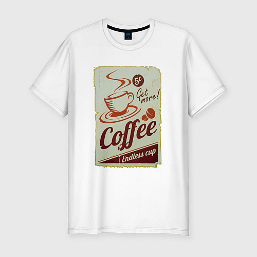 Мужская slim-футболка Coffee Cup Retro / Белый – фото 1