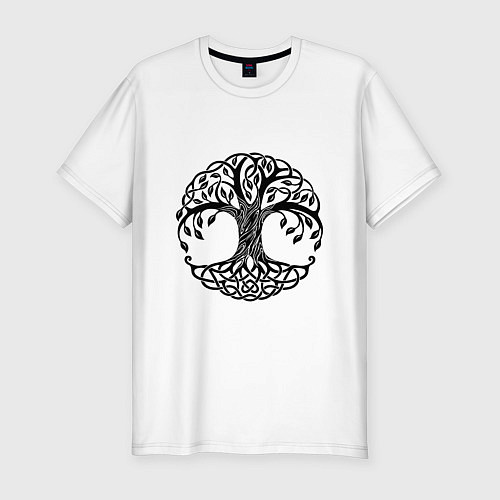 Мужская slim-футболка Кельтское дерево жизни / Белый – фото 1