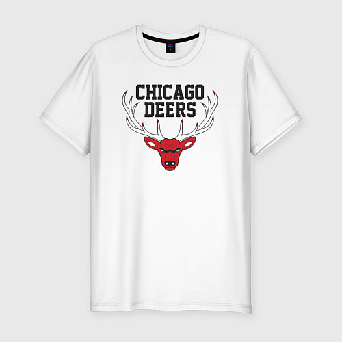 Мужская slim-футболка Chicago deers / Белый – фото 1