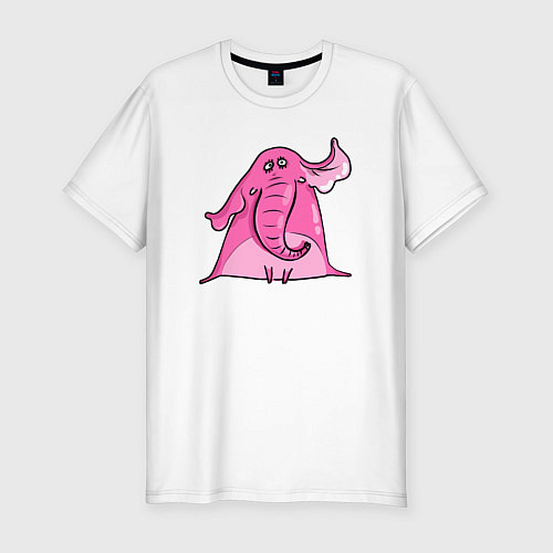 Мужская slim-футболка Розовый слон / Белый – фото 1