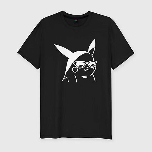 Мужская slim-футболка Крутой Пикачу / Черный – фото 1