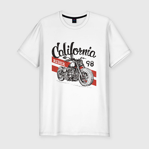 Мужская slim-футболка California Rider Motorcycle Races / Белый – фото 1