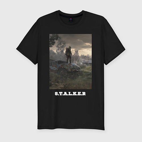 Мужская slim-футболка Одинокий Сталкер / Черный – фото 1