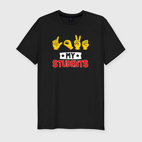 Мужская slim-футболка Люблю своих учеников / Черный – фото 1