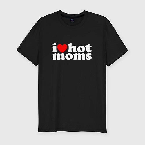 Мужская slim-футболка I LOVE HOT MOMS / Черный – фото 1
