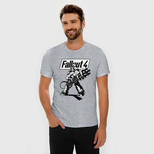 Мужская slim-футболка Fallout 4 Hero! / Меланж – фото 3