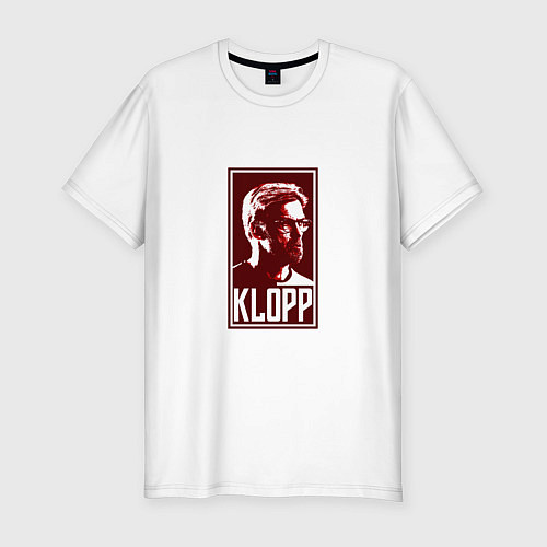 Мужская slim-футболка Klopp - Liverpool / Белый – фото 1