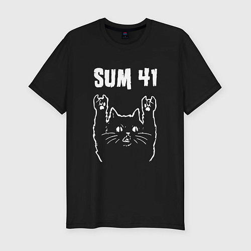 Мужская slim-футболка SUM41 РОК КОТ / Черный – фото 1