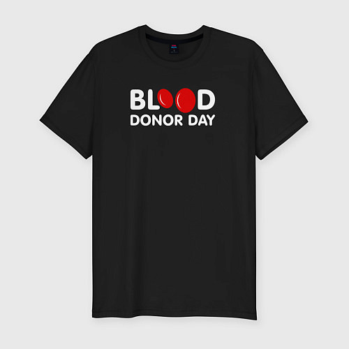 Мужская slim-футболка Blood Donor Day / Черный – фото 1