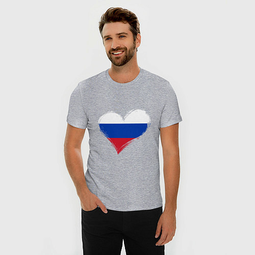 Мужская slim-футболка Russian Heart / Меланж – фото 3