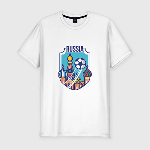 Мужская slim-футболка Football - Russia / Белый – фото 1