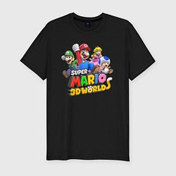 Футболка slim-fit Герои Super Mario 3D World Nintendo, цвет: черный