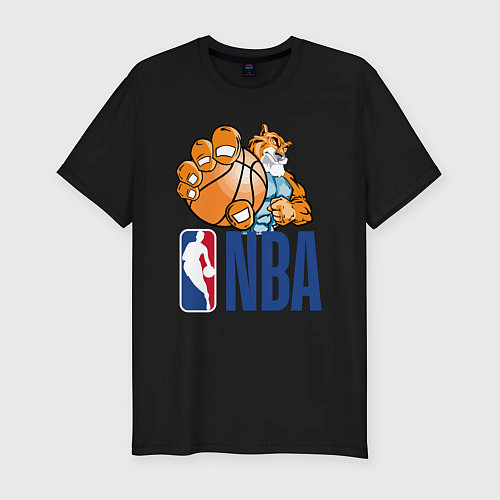 Мужская slim-футболка NBA Tiger / Черный – фото 1