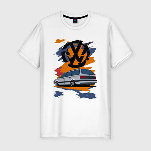 Мужская slim-футболка VW Passat B3 Variant / Белый – фото 1