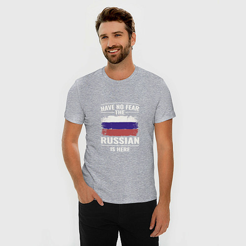 Мужская slim-футболка Русский здесь / Меланж – фото 3