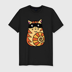 Мужская slim-футболка Кот в черной маске